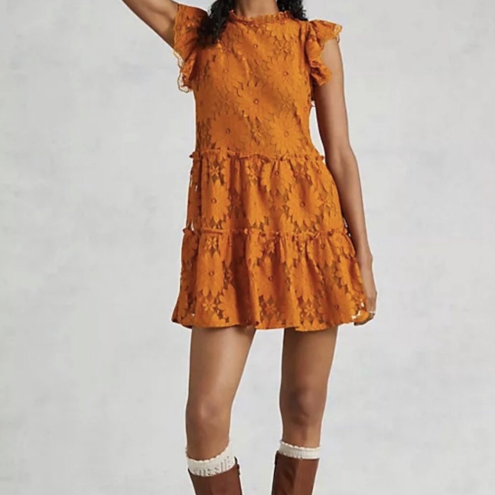Anthropologie flower lace pattern dress
